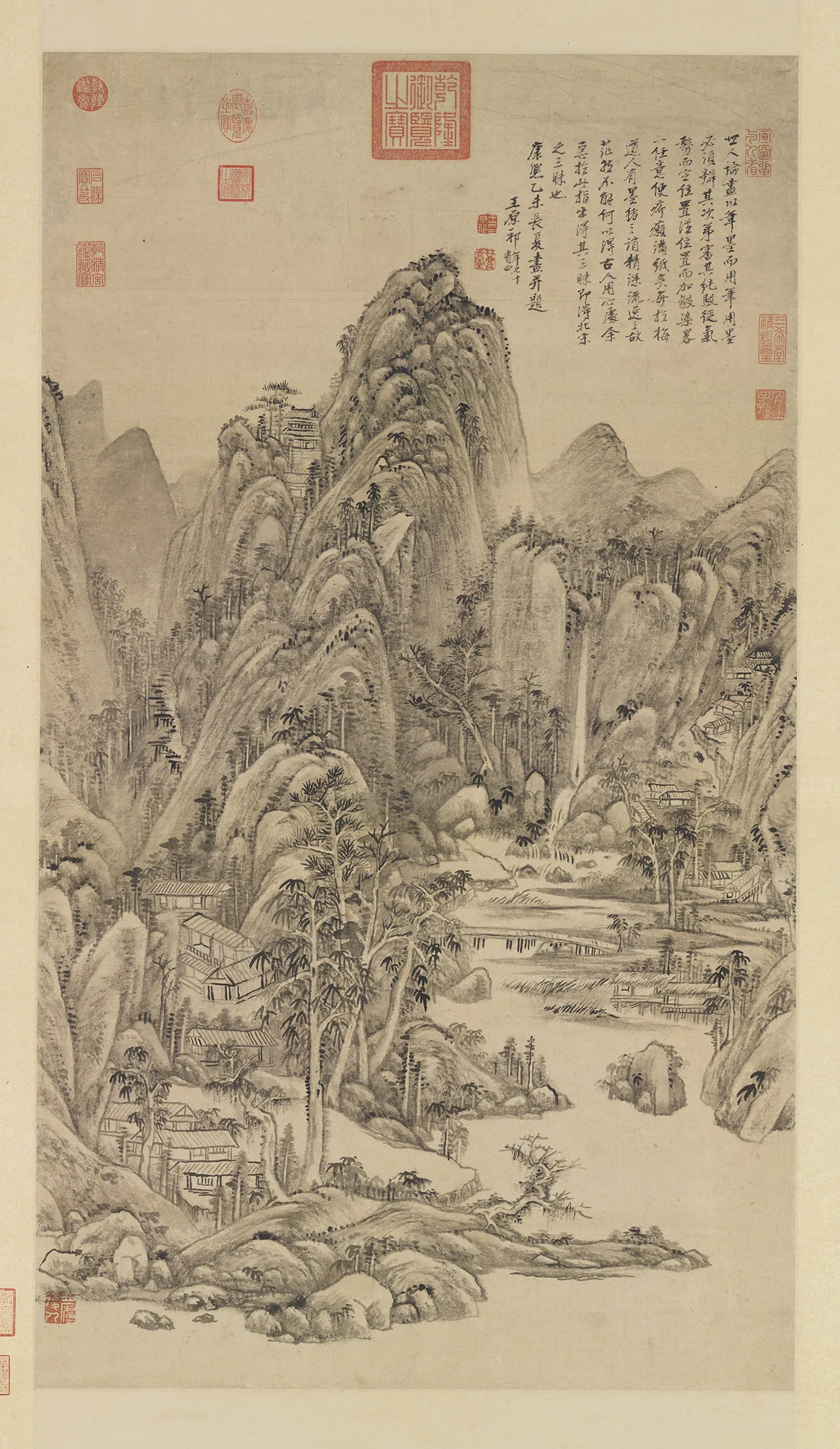 清王原祁水墨山水仿北宋人山水轴