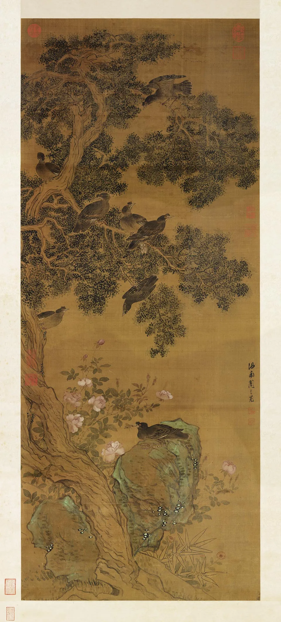 周之冕《画衢歌介寿图》轴