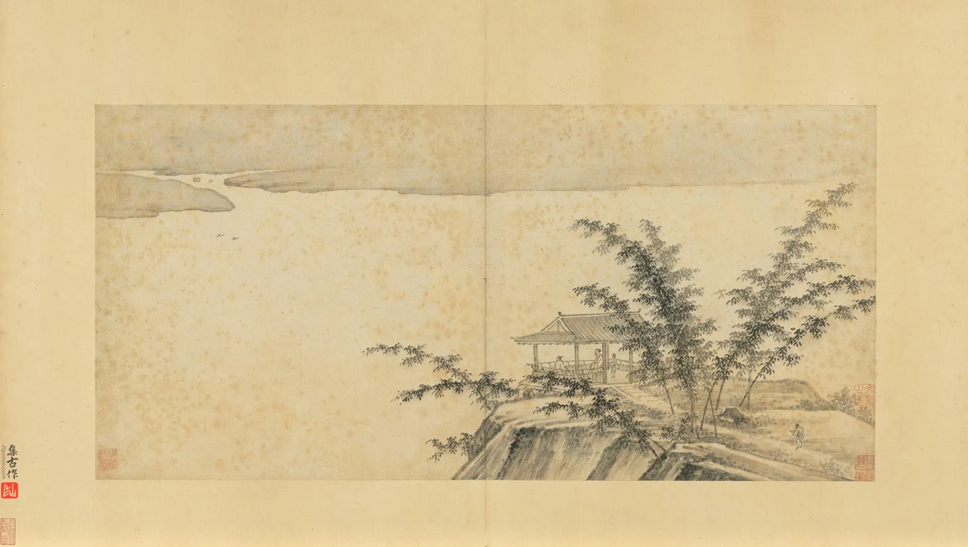 王绂山水画《林亭图》页