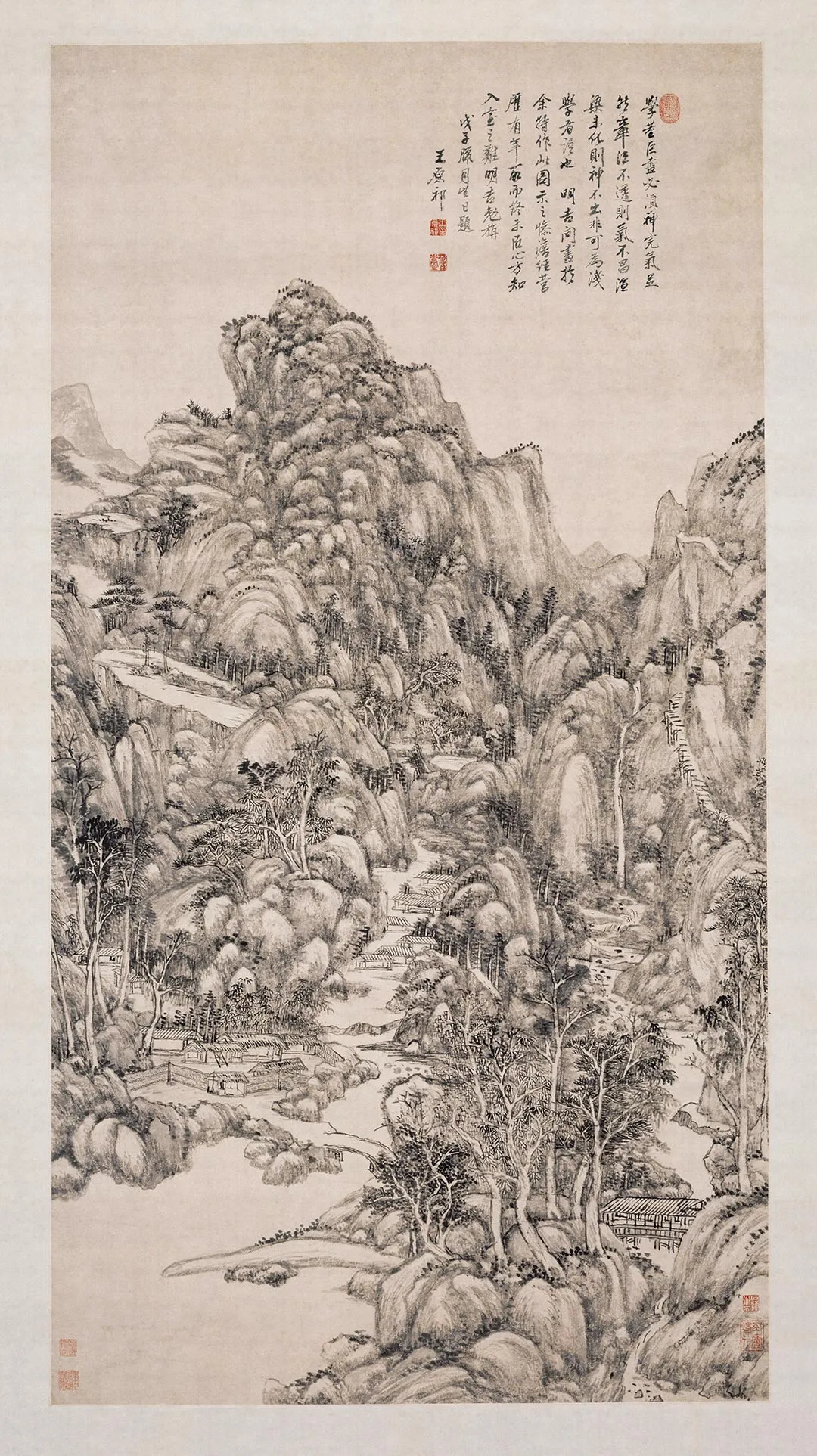 王原祁水墨山水《神完气足图》轴