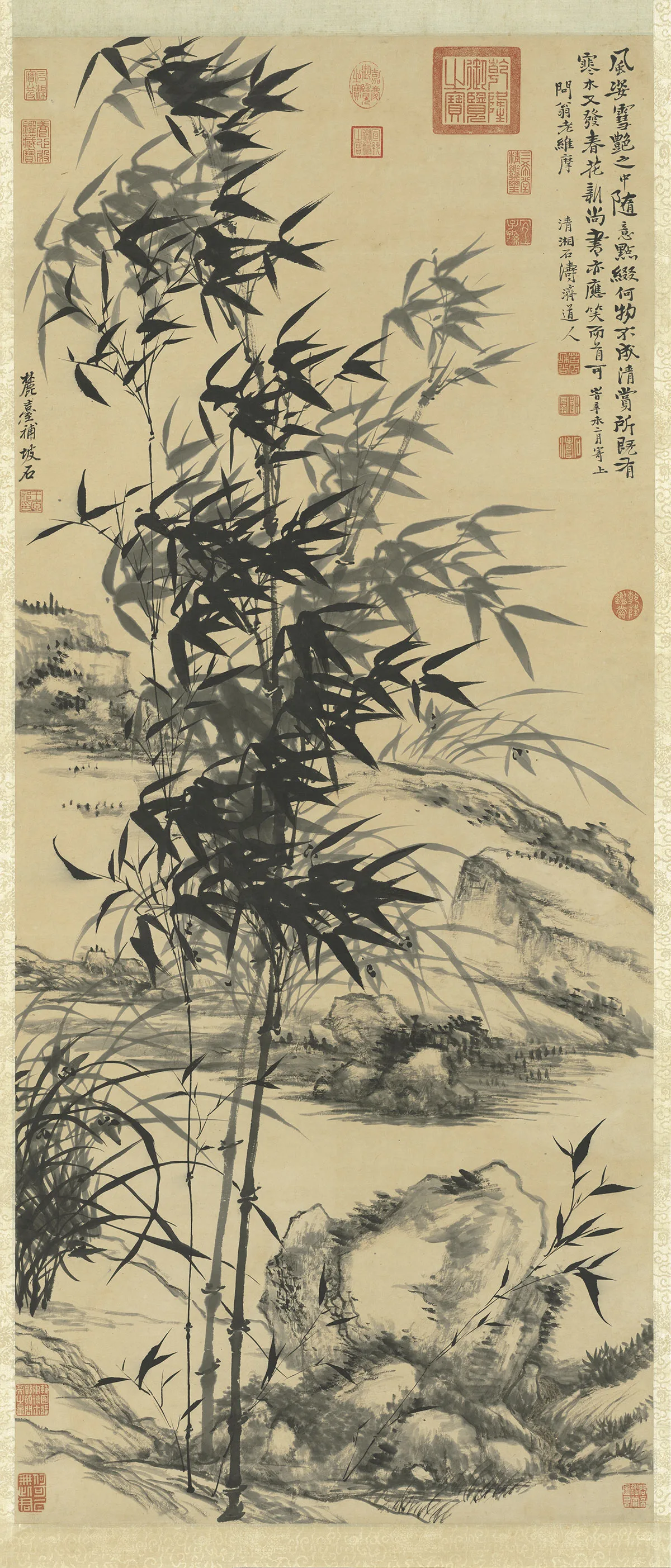 石涛王原祁合作水墨兰竹图