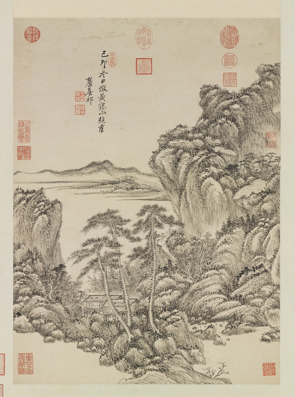 王原祁水墨山水仿黄鹤山(王蒙)樵笔