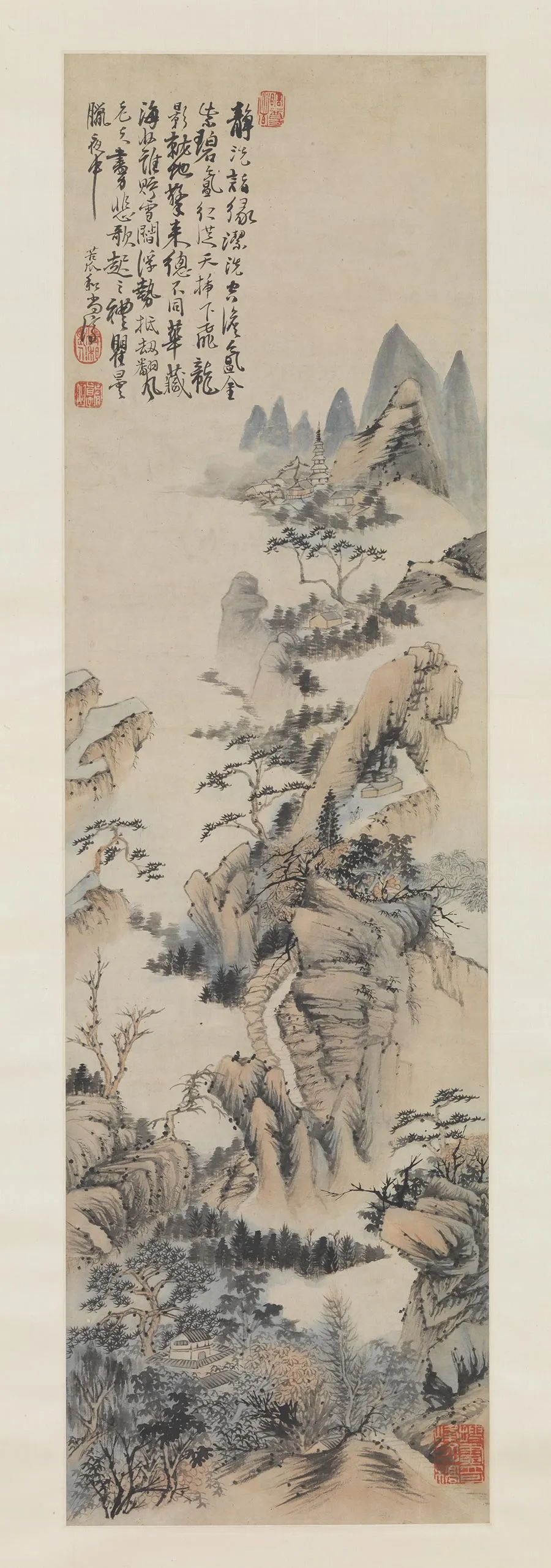 石涛画黄山山水画《黄山洁空金碧图》
