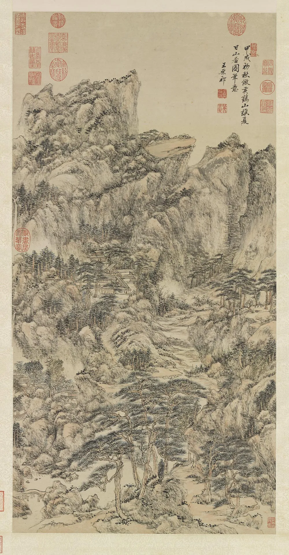 王原祁山水画《仿王蒙夏日山居图》