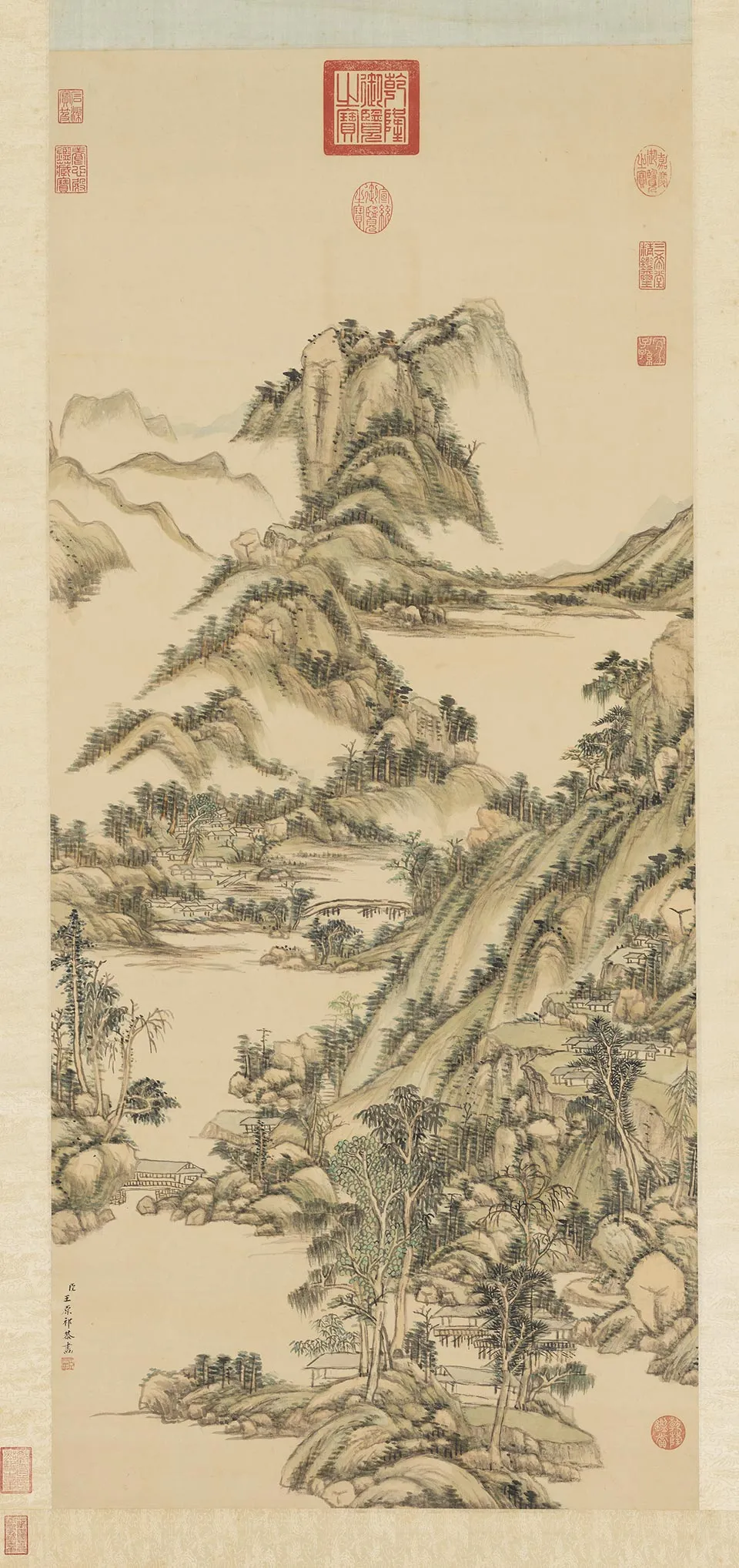 王原祁山水画《晴翠浮岚图》轴
