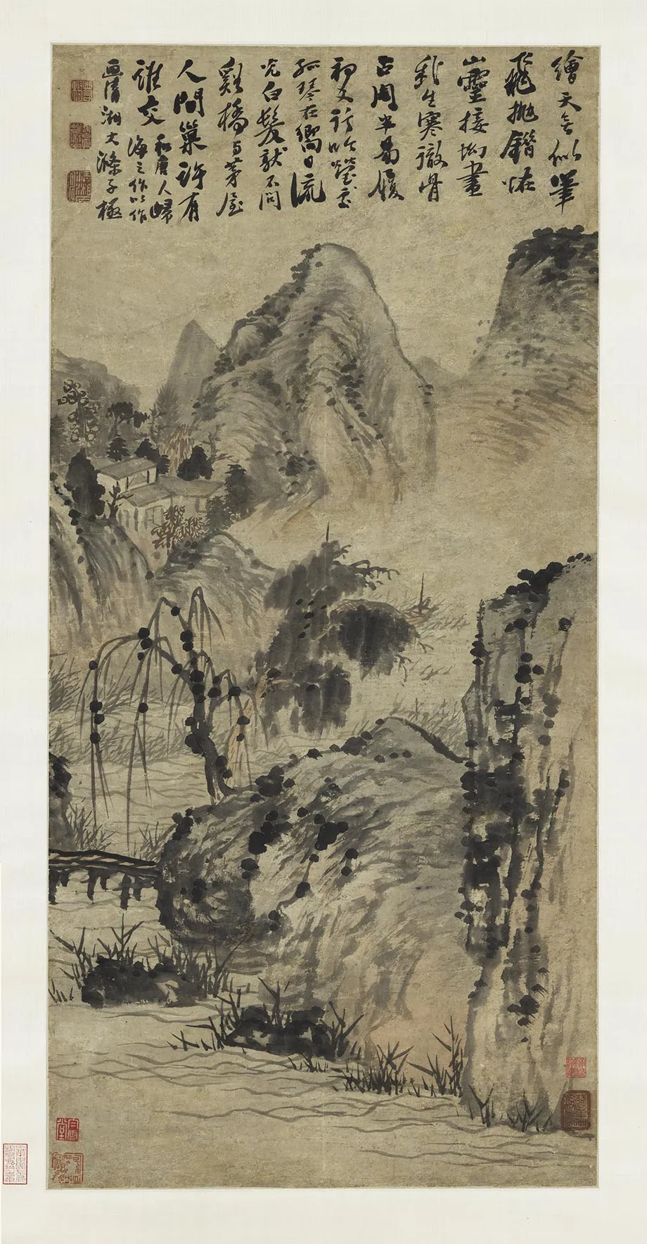 石涛水墨山水画写唐人诗意图