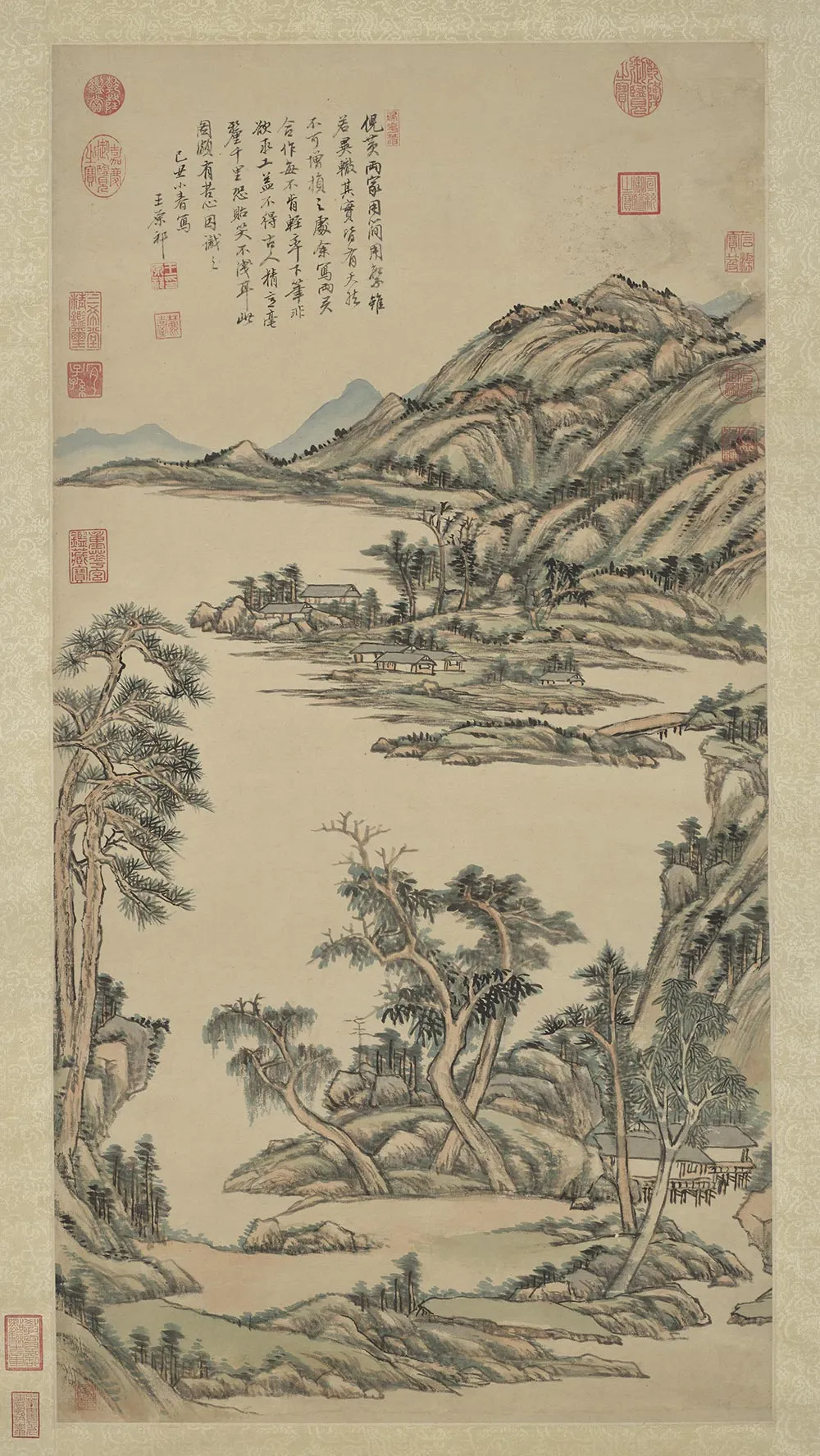 清王原祁仿倪黄山水轴
