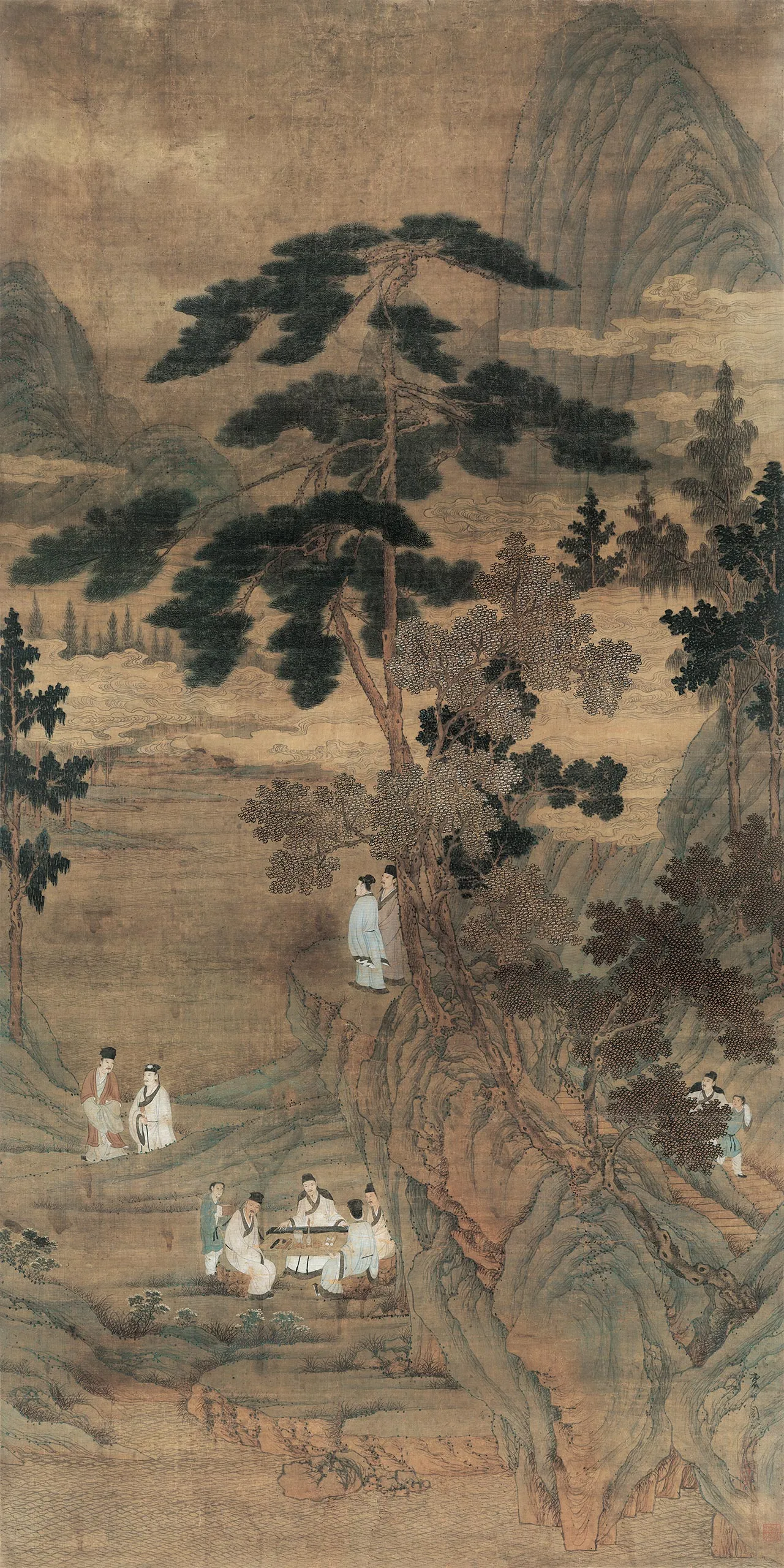 周臣山水人物画《香山九老图》轴