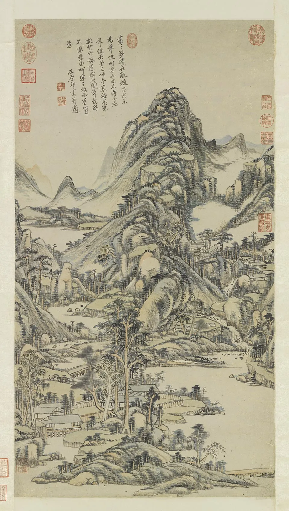 王原祁山水画《溪崦林庐图》轴