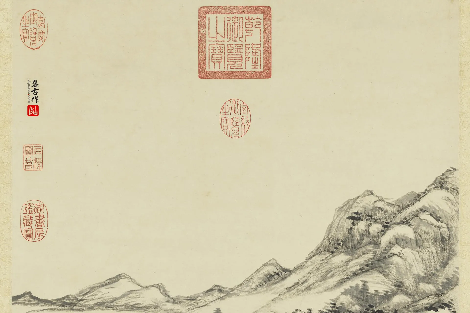 王原祁山水《仿倪黄合笔》轴- 国画作品高清大图下载- 集古作网