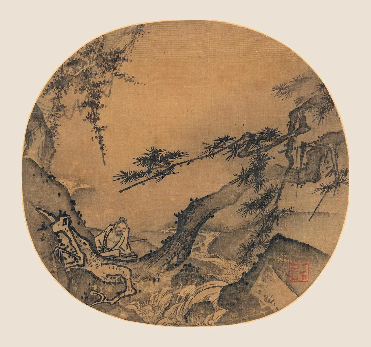 传马远《松岩观瀑图》页
