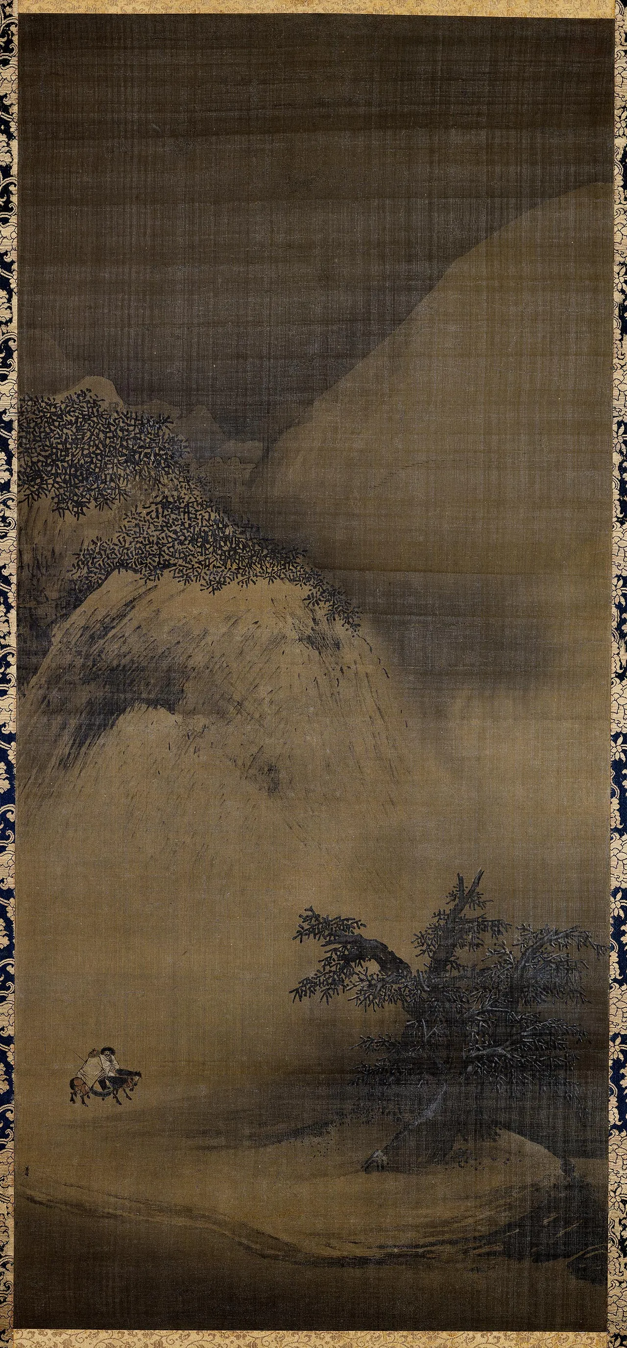 梁楷雪景山水图轴