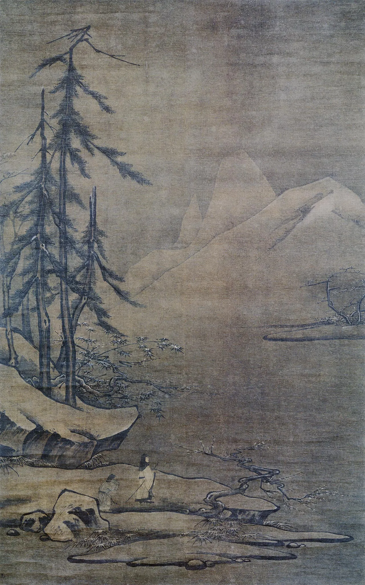 马远《雪履观梅图》轴