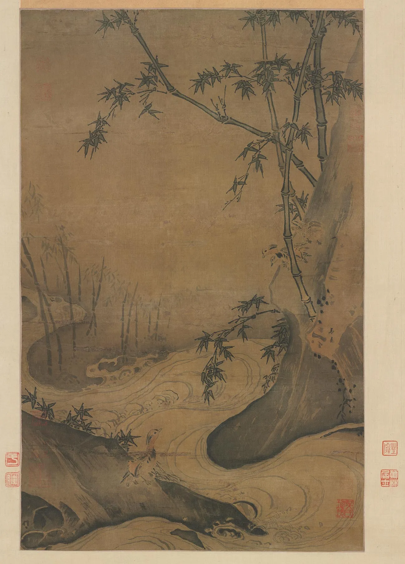 传马远《竹溪试浴图》轴