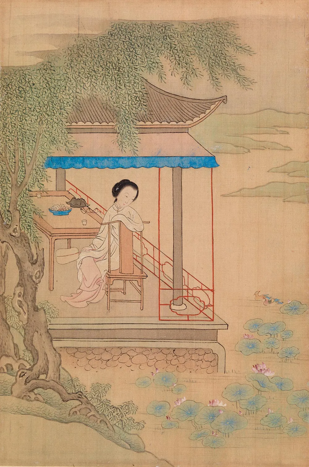 传仇英仕女画《荷塘消夏图》页