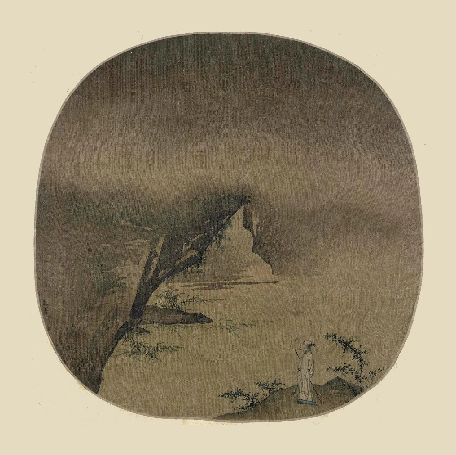 马逵山水《石壁看云图》团扇页