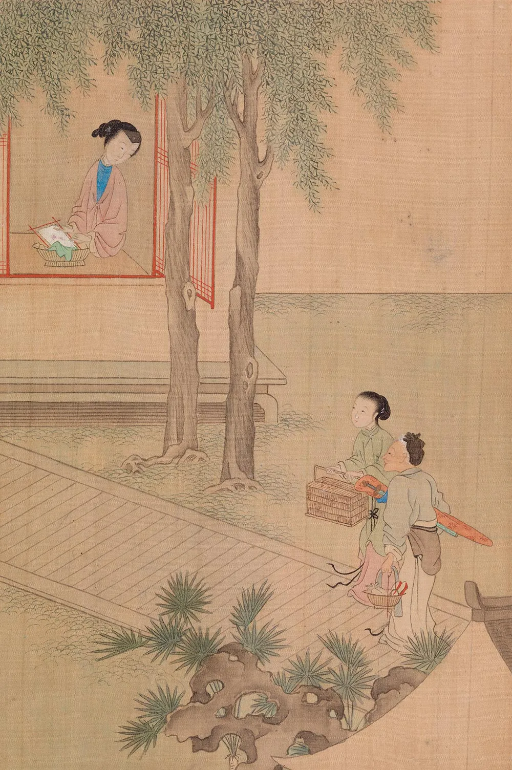 传仇英闺阁庭院仕女图页