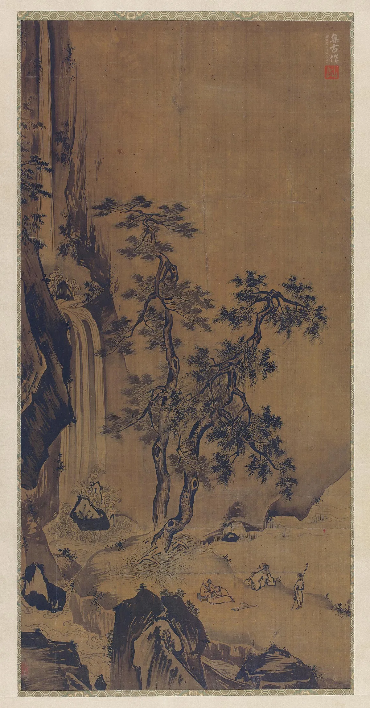 传夏圭《听琴观瀑图》轴