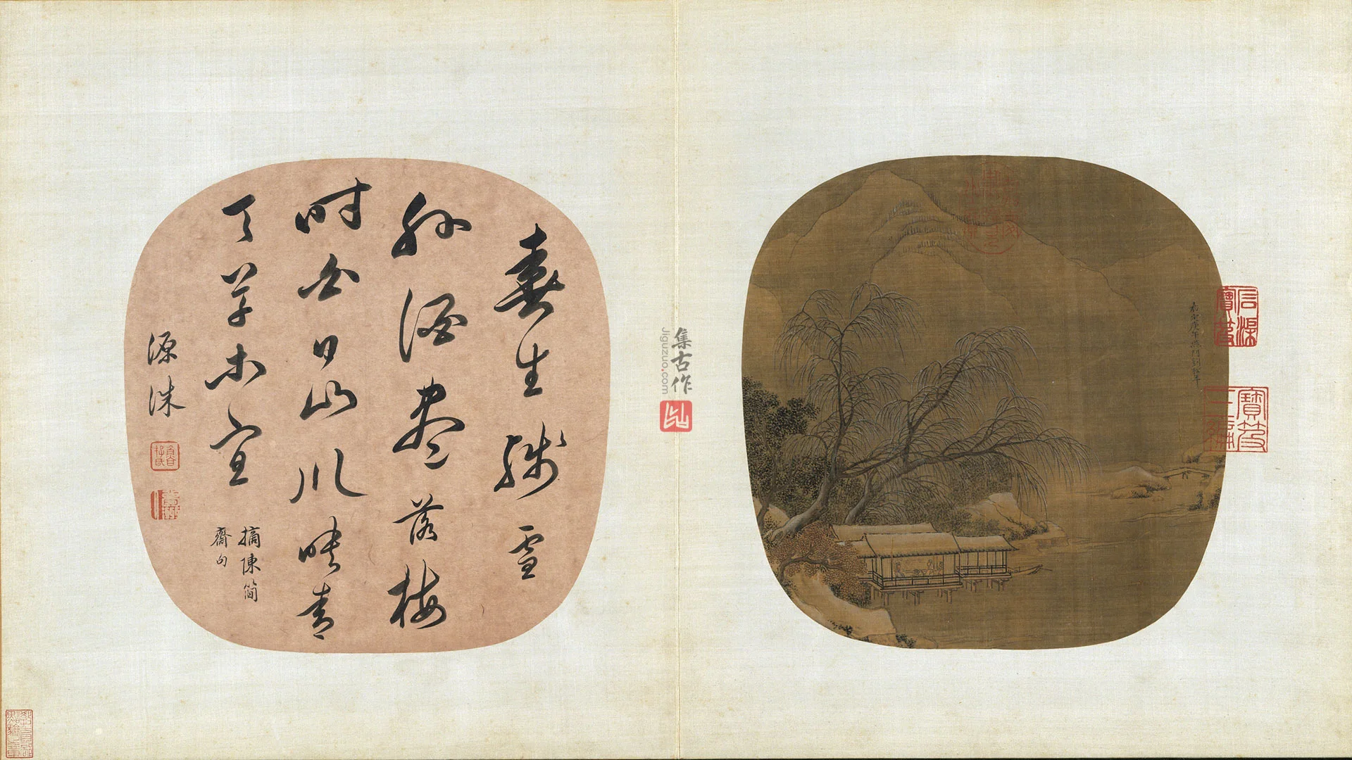 传刘松年《柳桥雪阁图》团扇页
