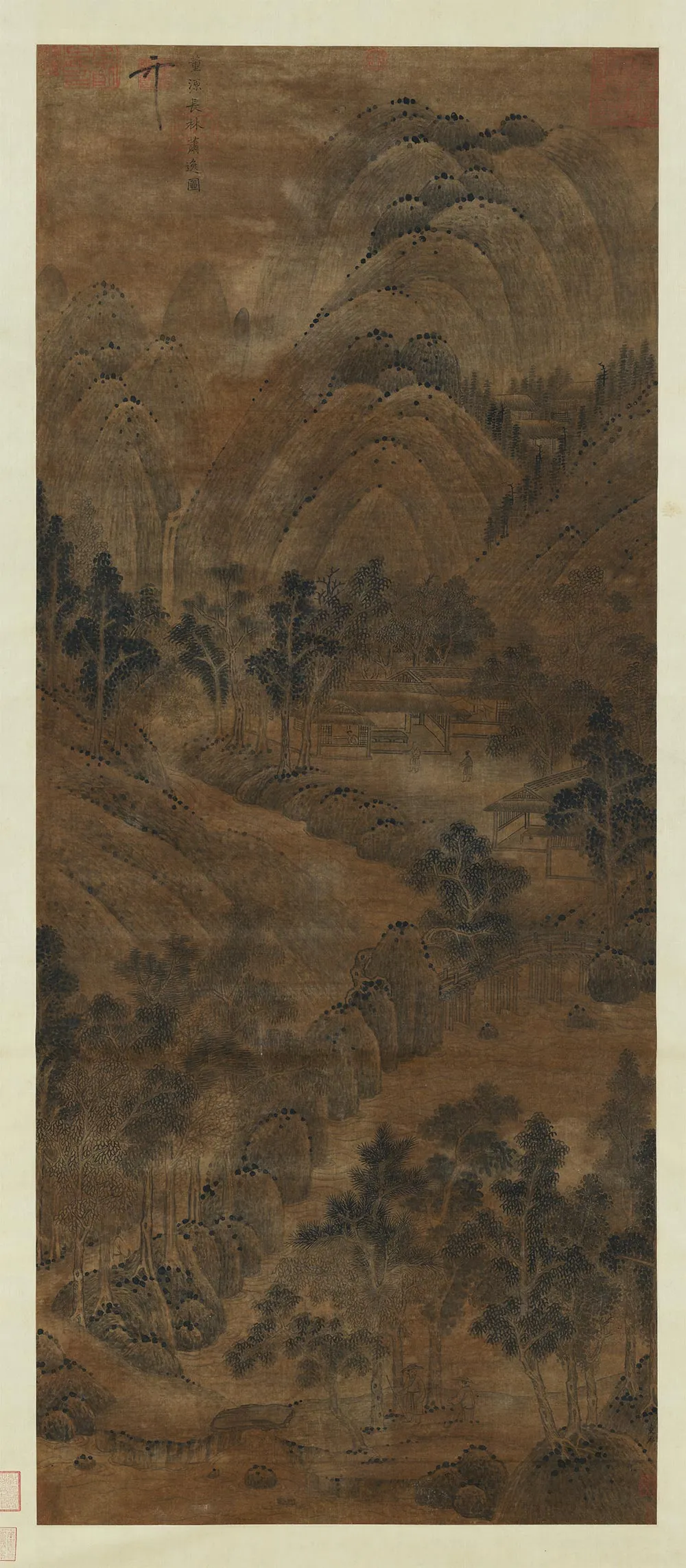 传董源山水画《画长林萧逸图》轴