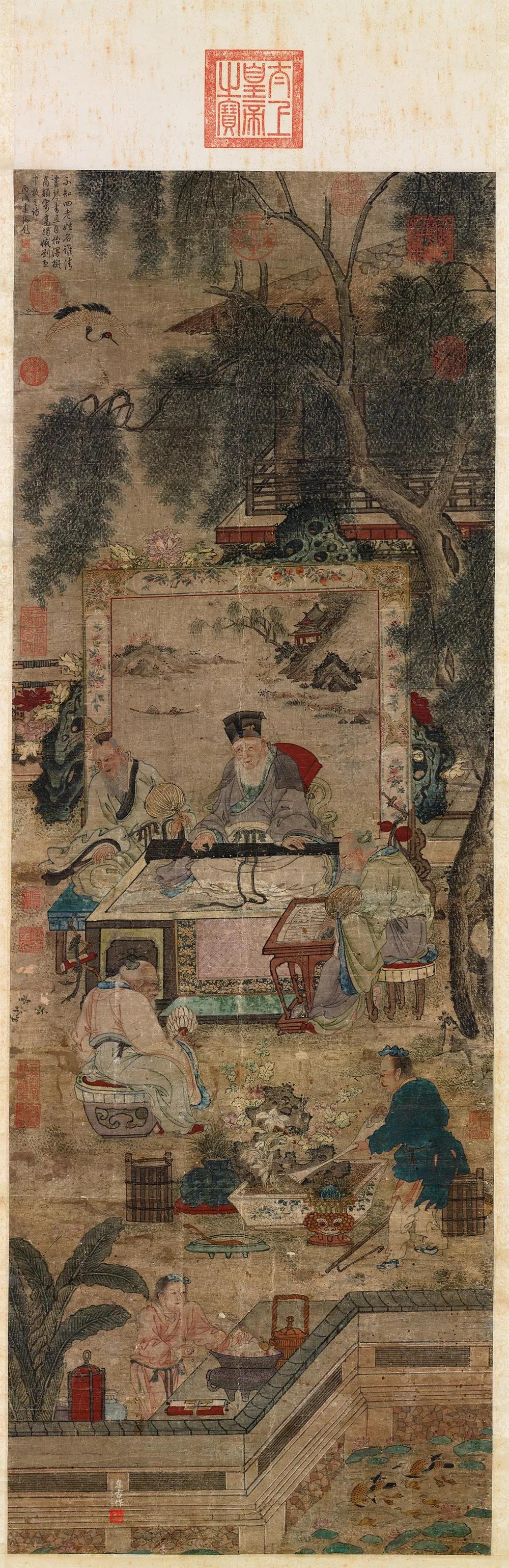 传刘松年《琴书乐志图》轴