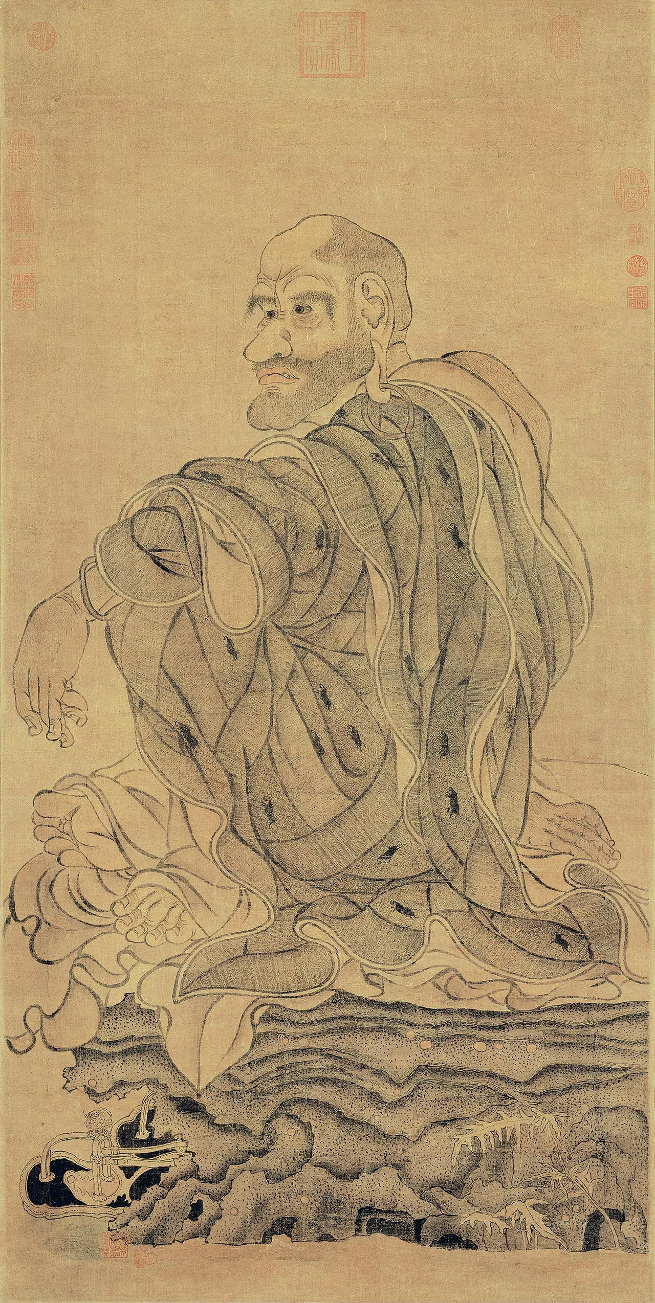 传南宋刘松年《罗汉图》轴