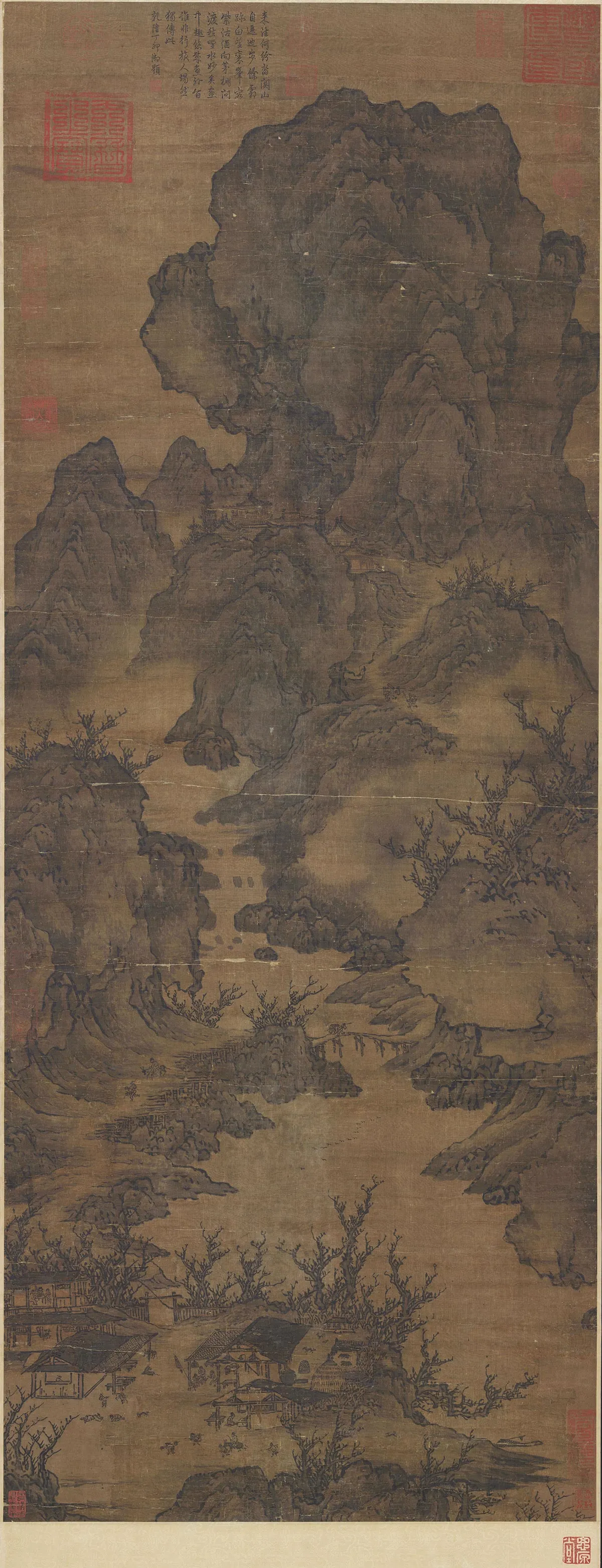 关仝山水《关山行旅图》轴
