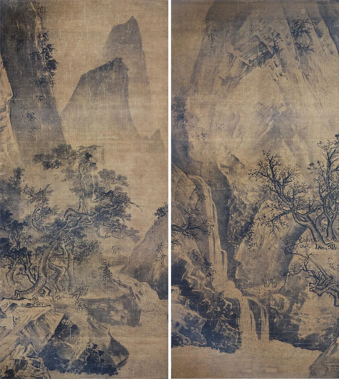 传李唐《秋冬山水图对幅》轴