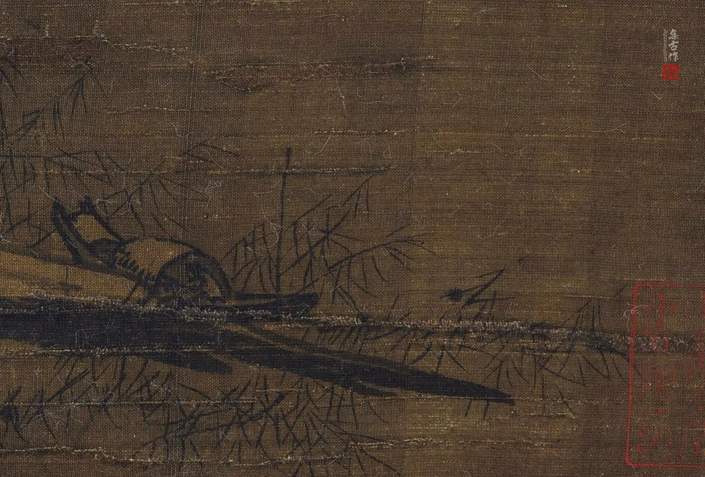 传夏圭山水轴（王铎鉴定题跋） - 国画作品高清大图下载- 集古作网