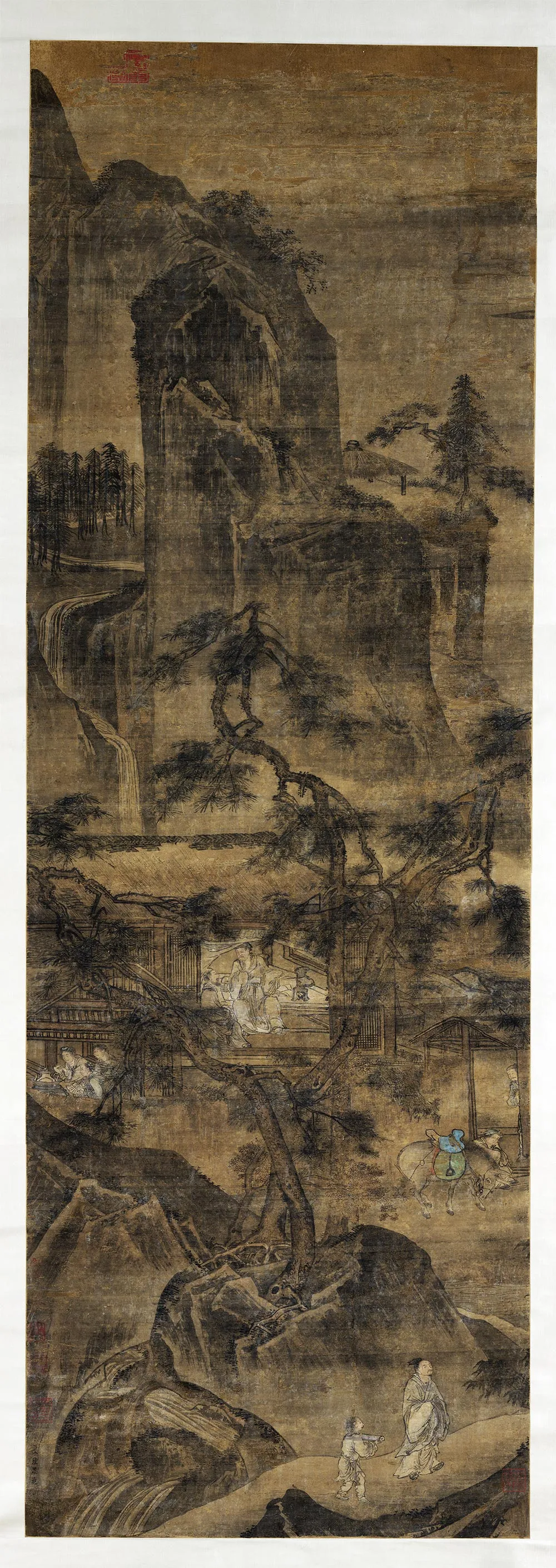 传夏圭山水人物画《山居图》轴