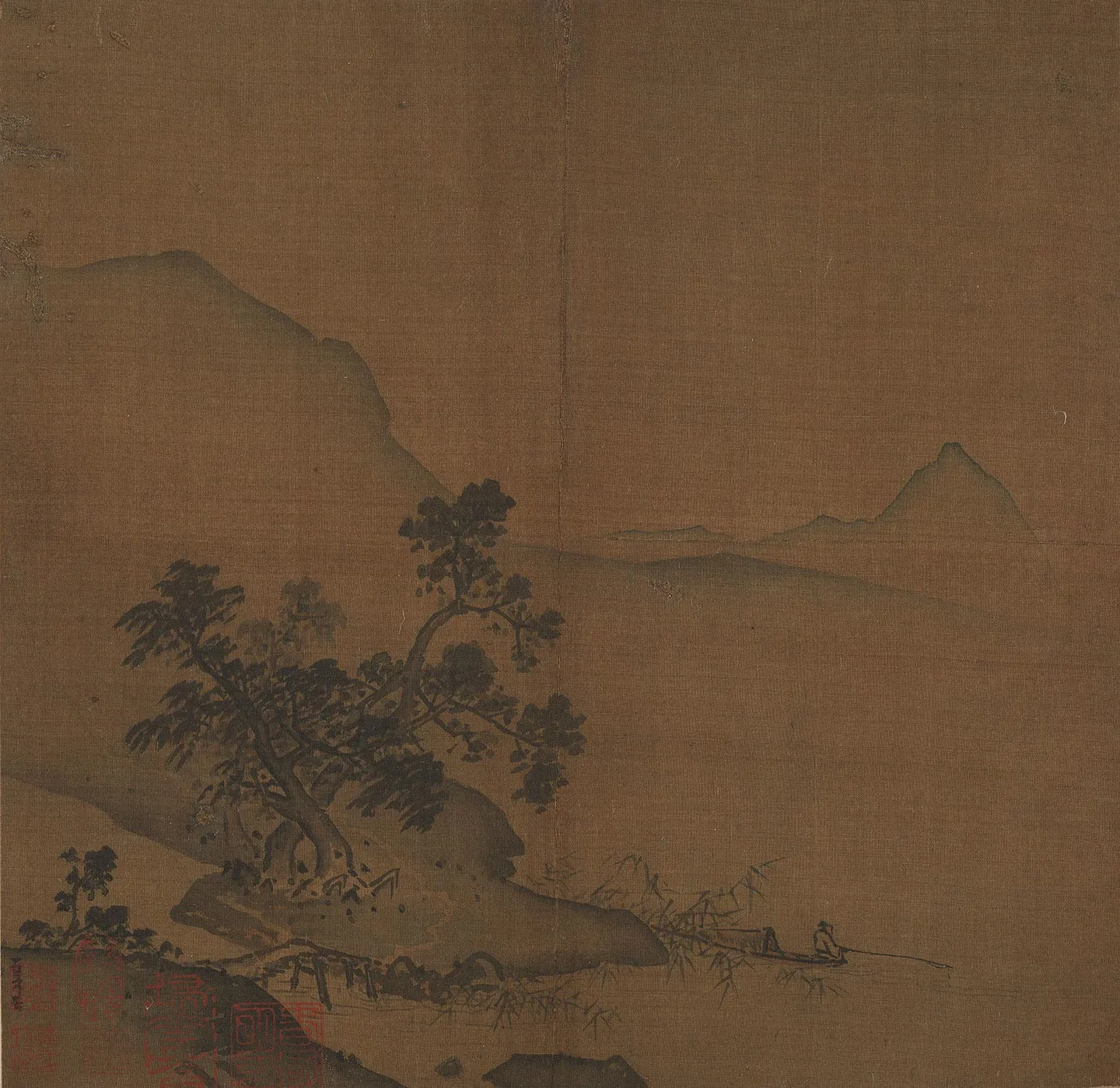 夏圭《溪口垂钓图》山水页
