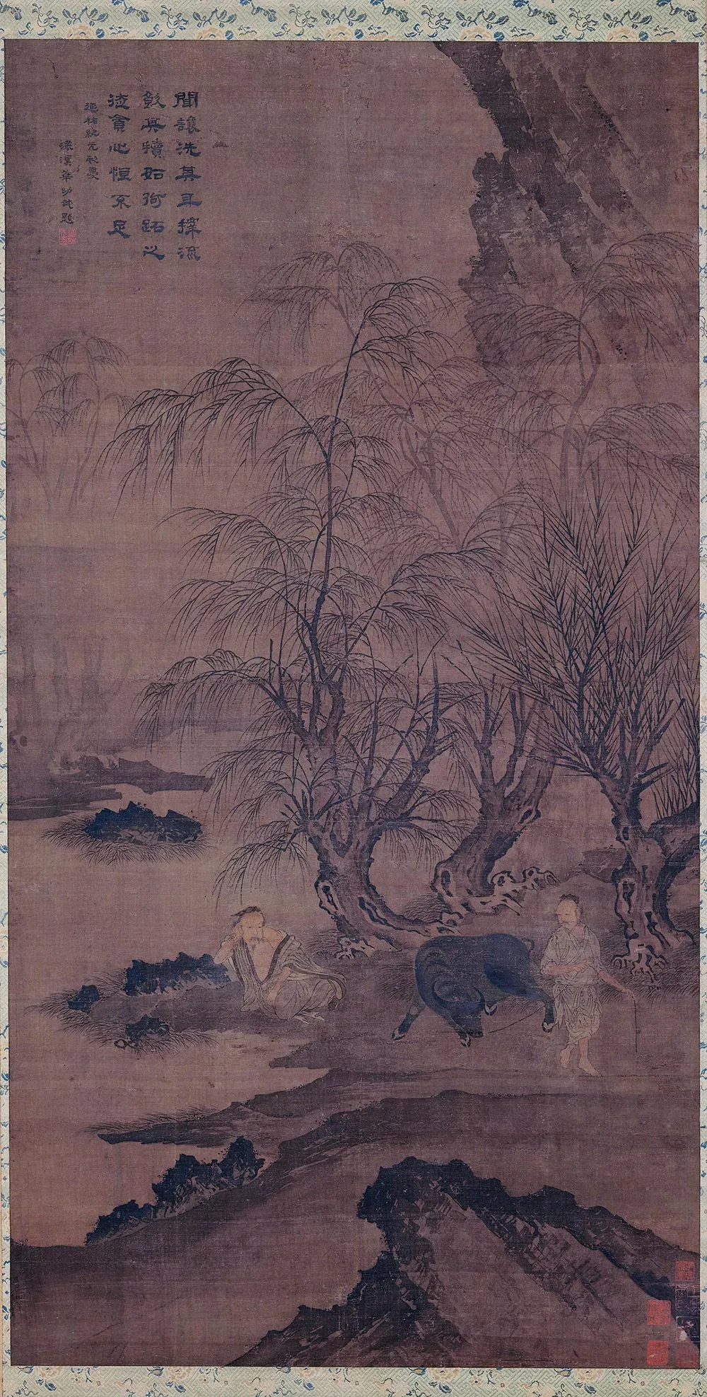 传李唐山水人物画《许由洗耳图》轴