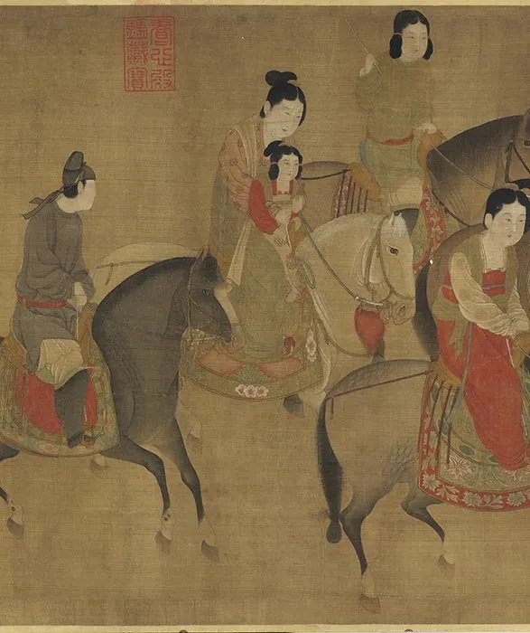 传宋李公麟画丽人行图卷_12