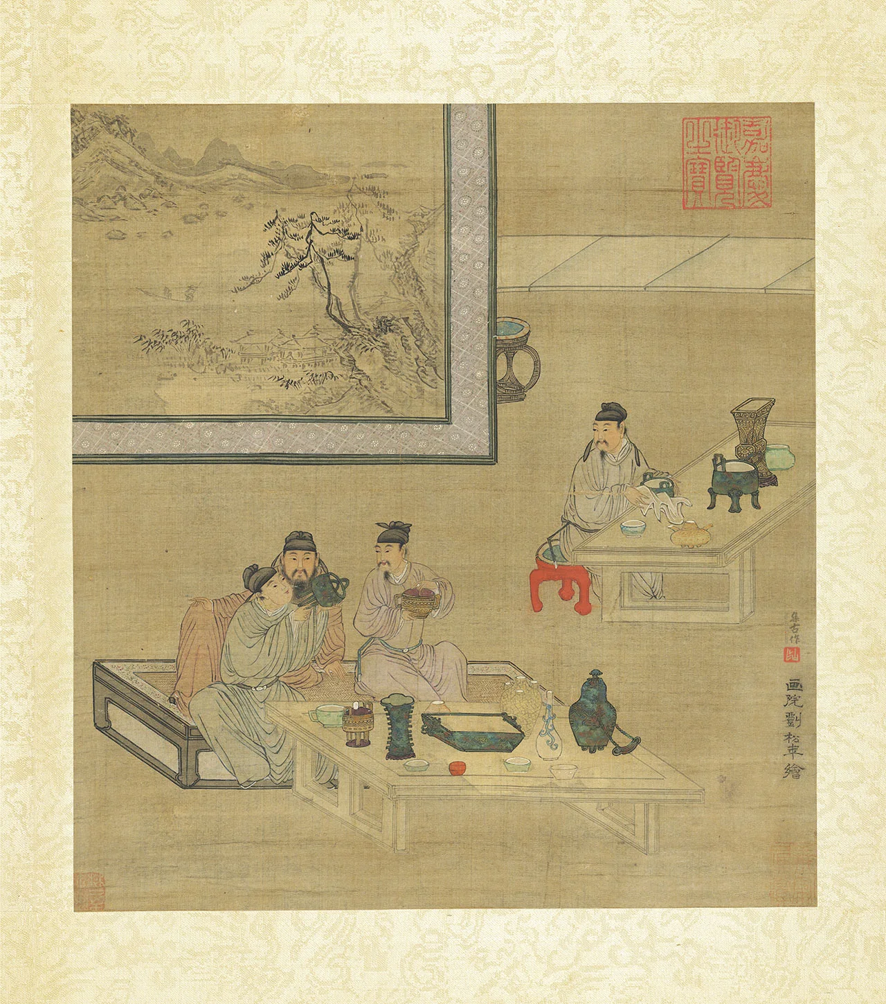 刘松年人物画《博古图》页