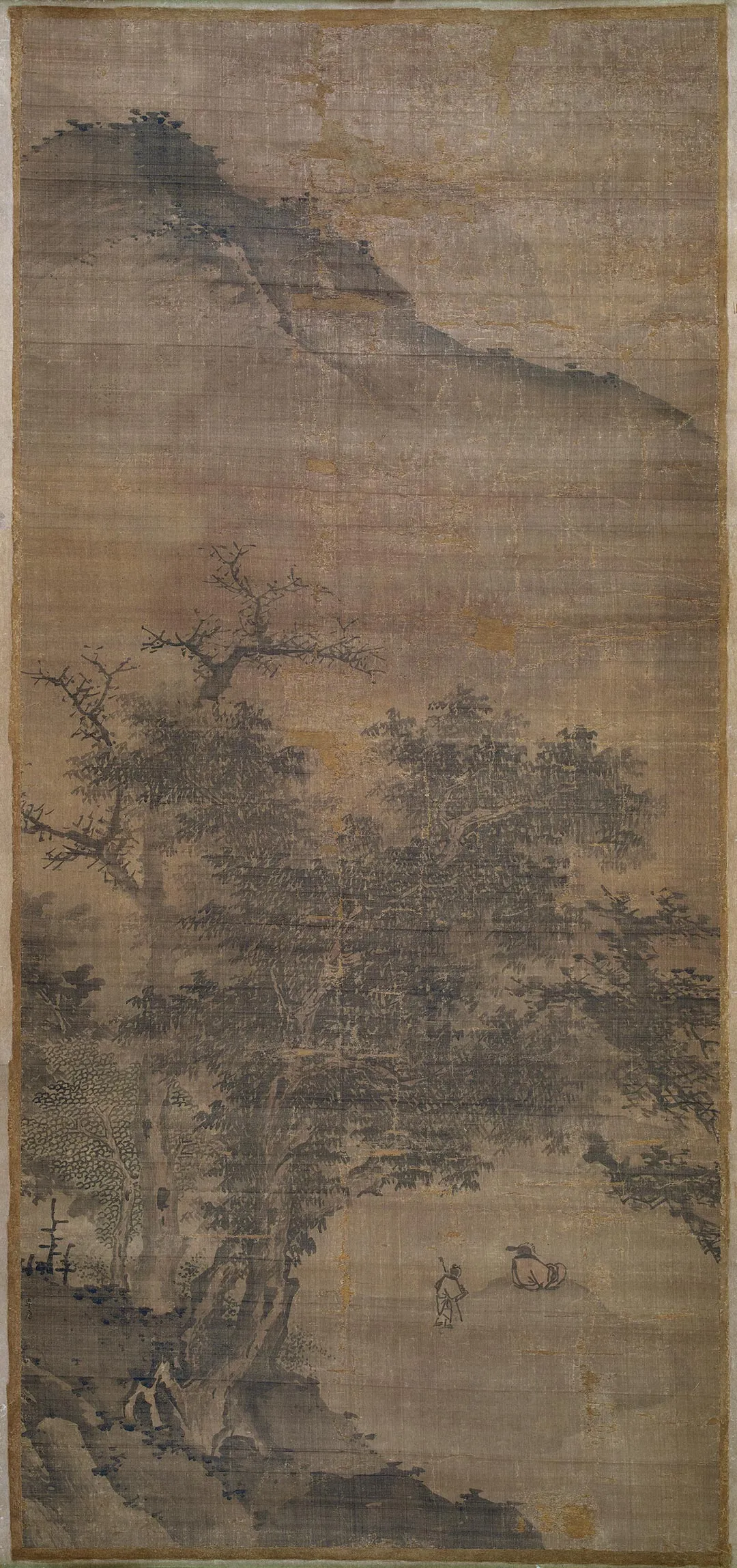 传李唐山水画《树下高士望远图》轴