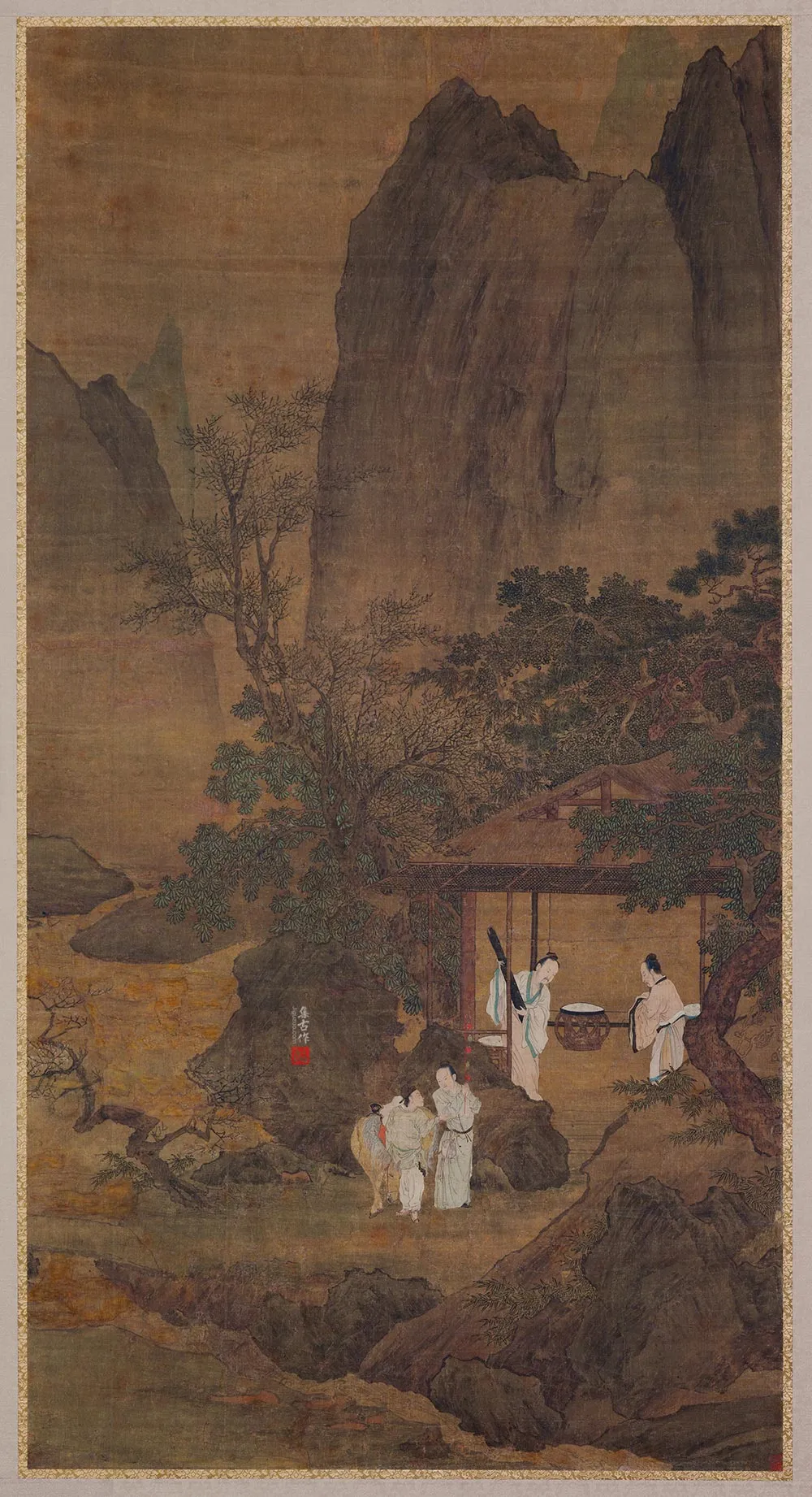 传刘松年《戴逵破琴图》轴
