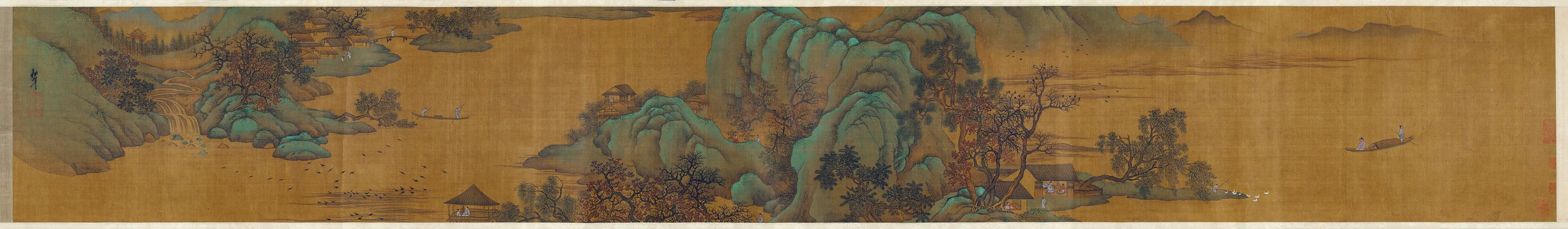 传刘松年青绿山水画卷