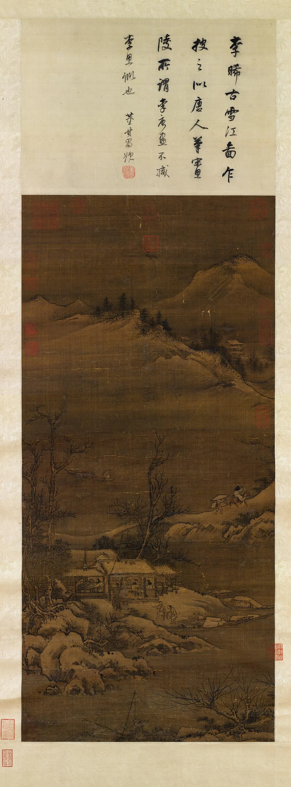 李唐山水《雪江图》轴