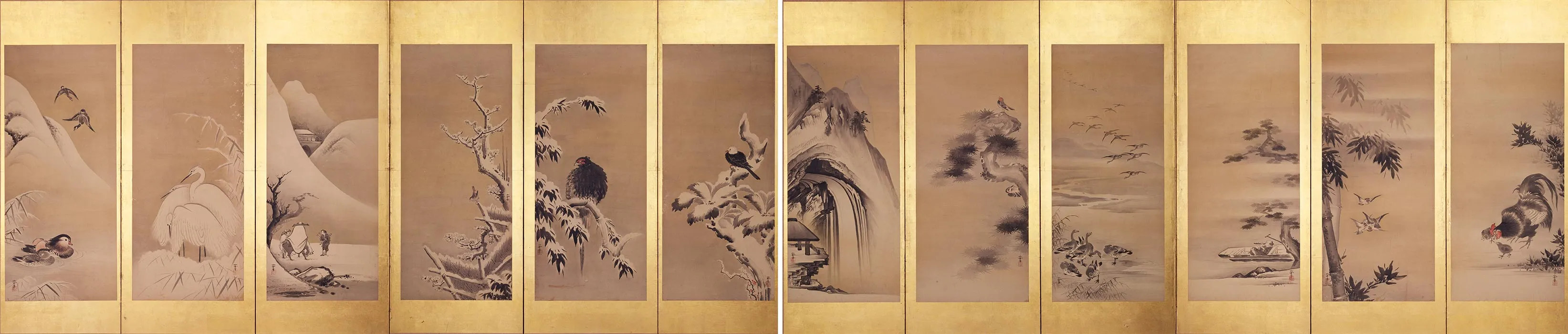 狩野山雪条屏组画