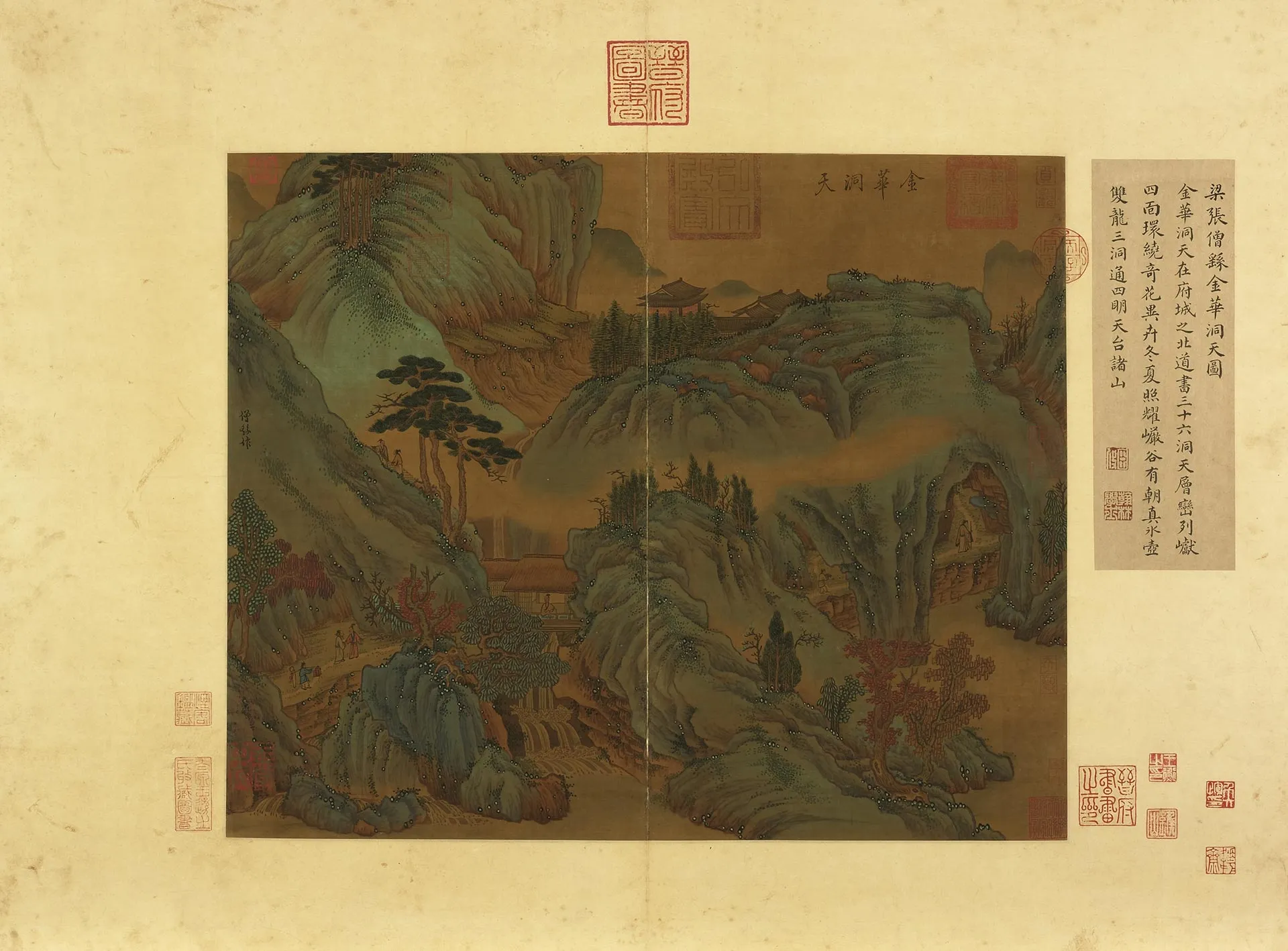 传张僧繇青绿山水《金华洞天图》页
