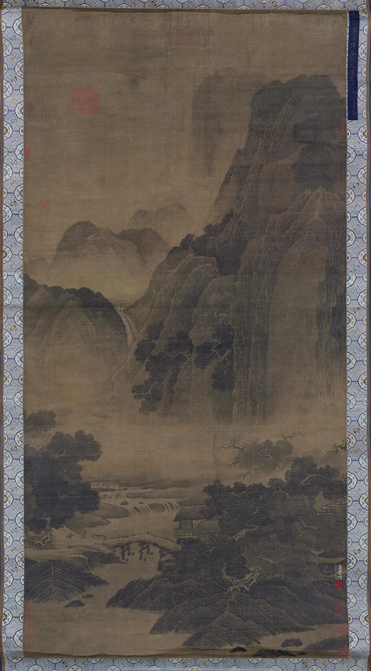 传范宽山水画《携琴访友图》局部 (1)