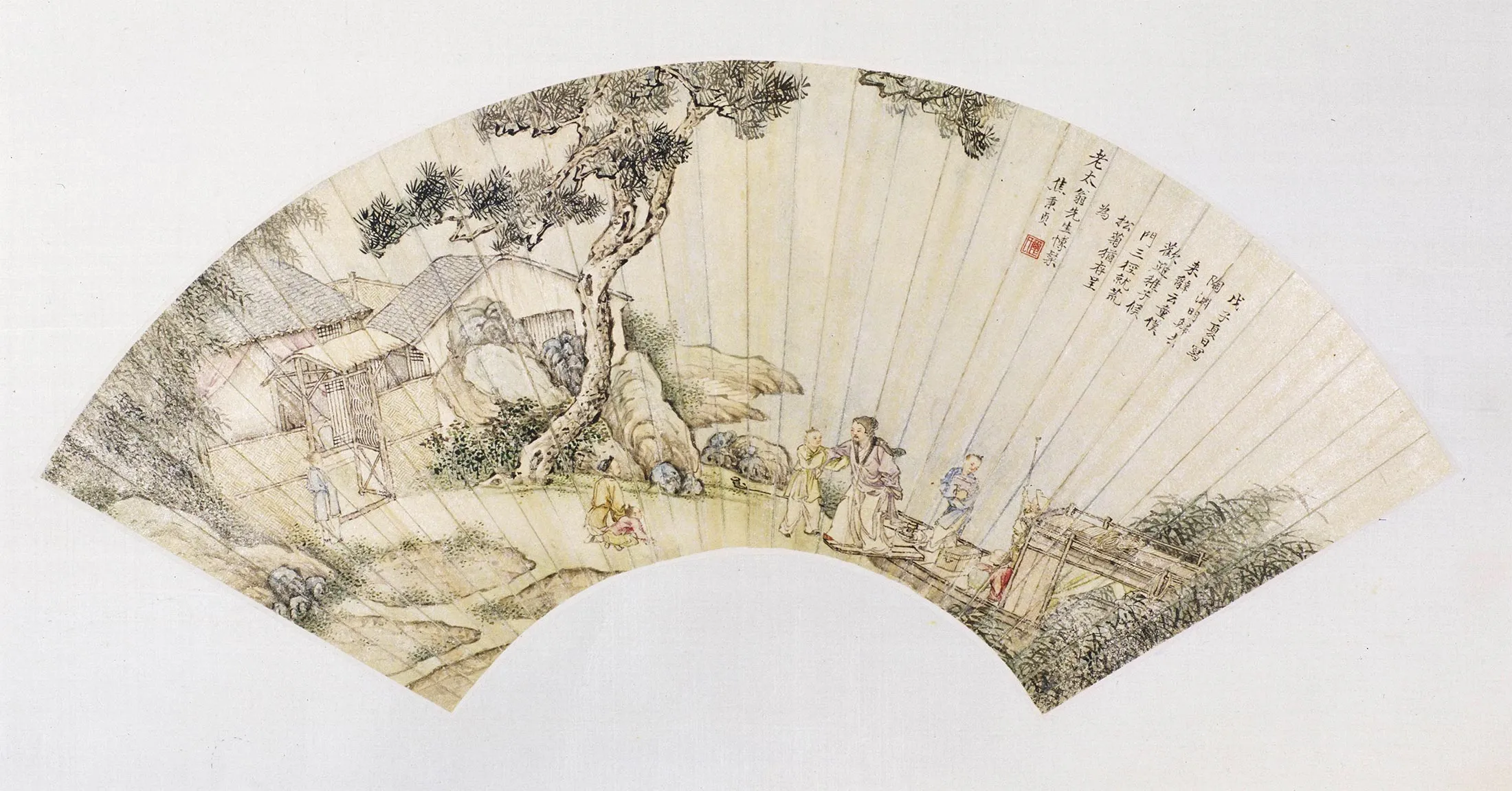 焦秉贞山水人物《陶渊明归去来辞图》扇面页