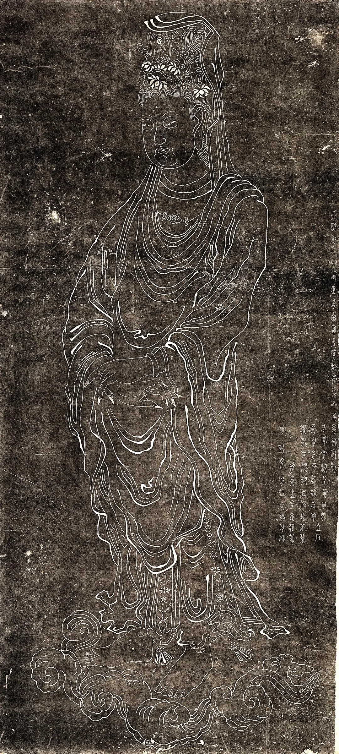中国古美術・純手描き・吴道子人物画芯・觀音画像167x86cm・書画・絹本・仏像 传吴道子《写意观世音菩萨像》拓片- 国画作品高清大图下载- 集古作网