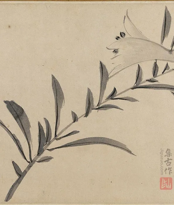 陈淳水墨花卉卷_17