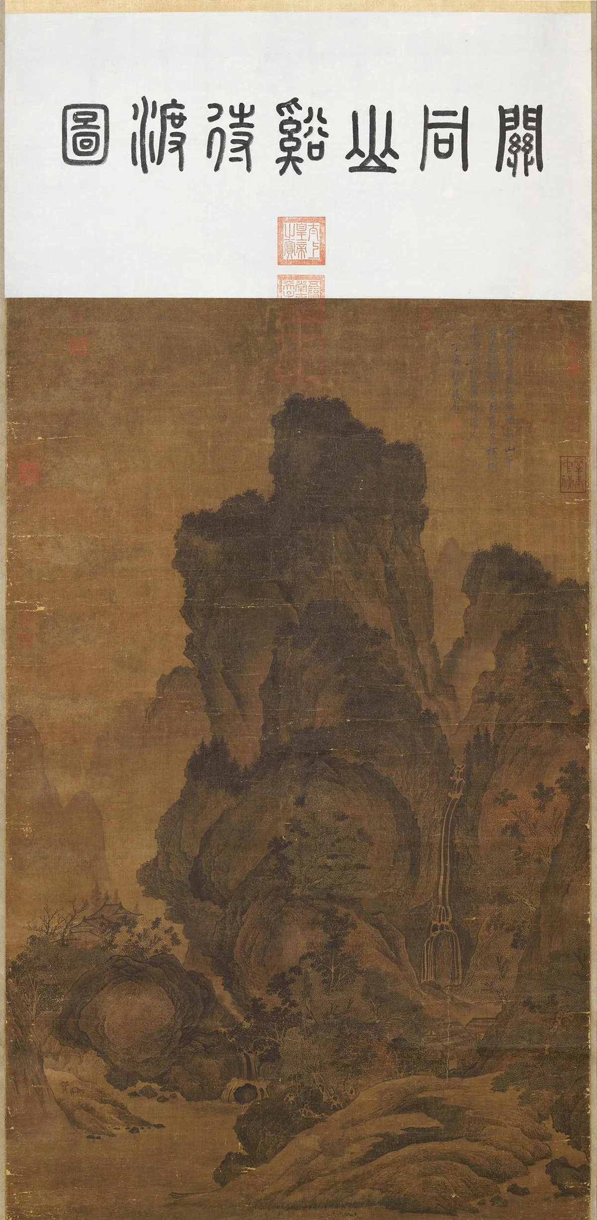 传关仝山水画《山溪待渡图》轴