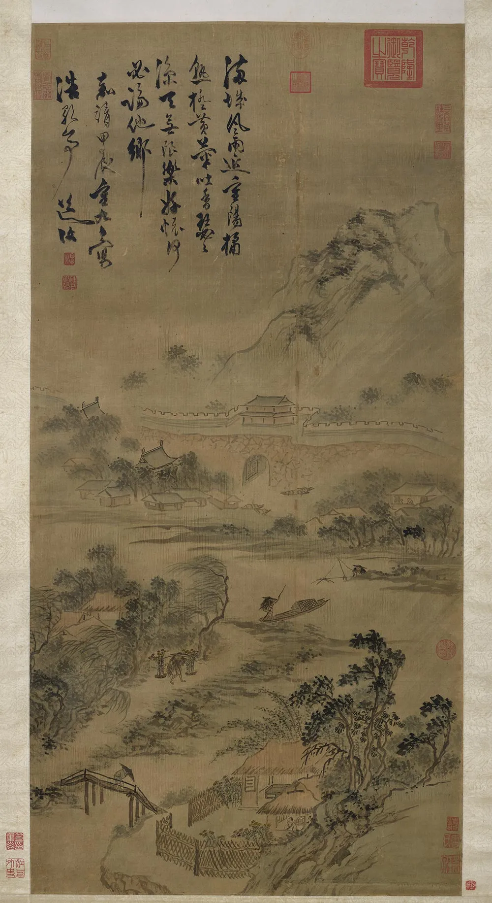 陈淳山水画《重阳风雨图》轴