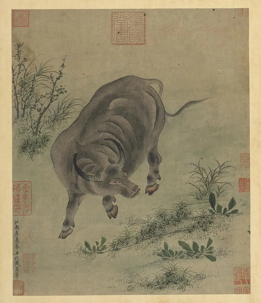 宋朱羲画牛图摹五代戴嵩笔