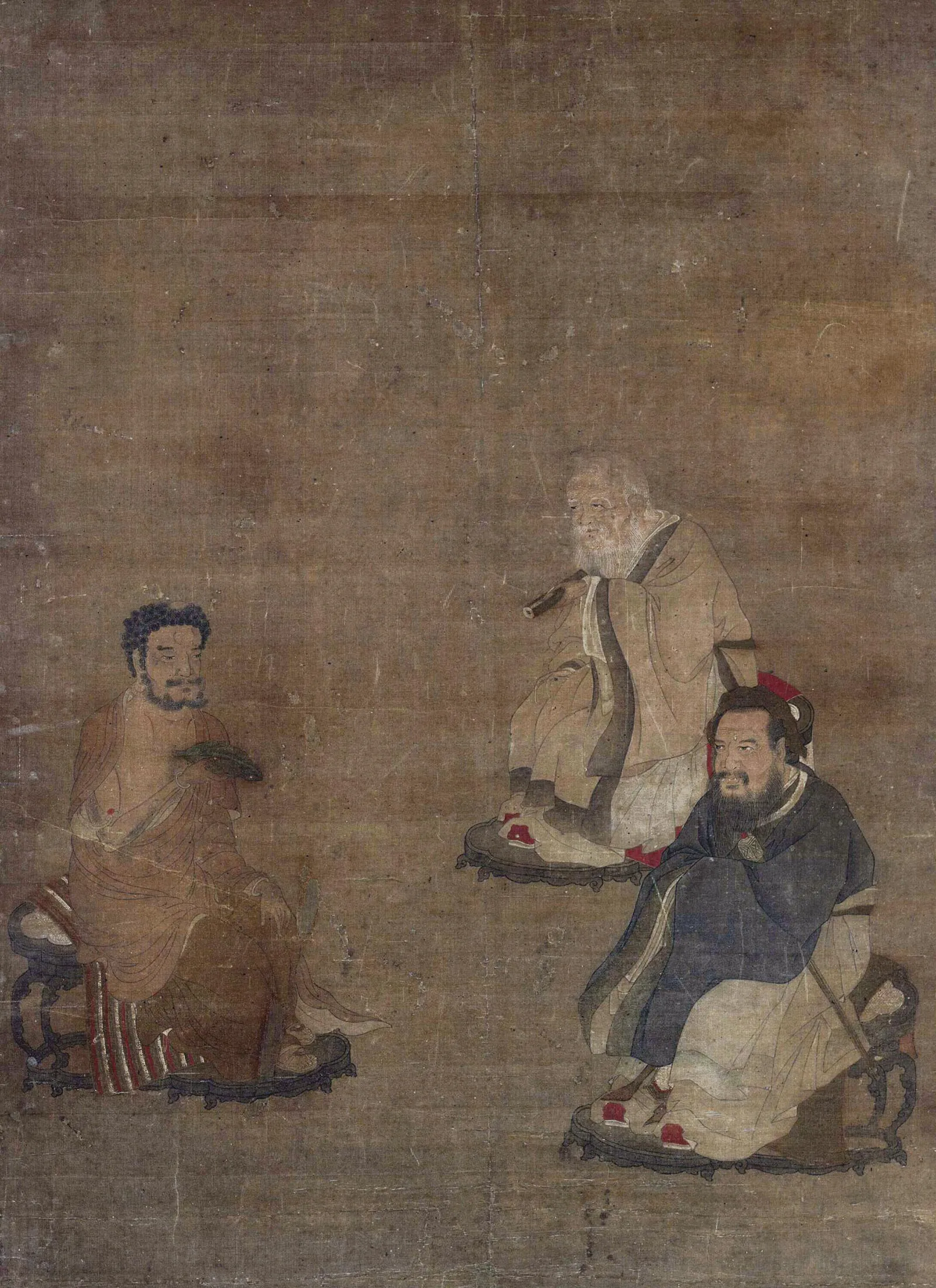 传韩滉人物画《三教图》轴