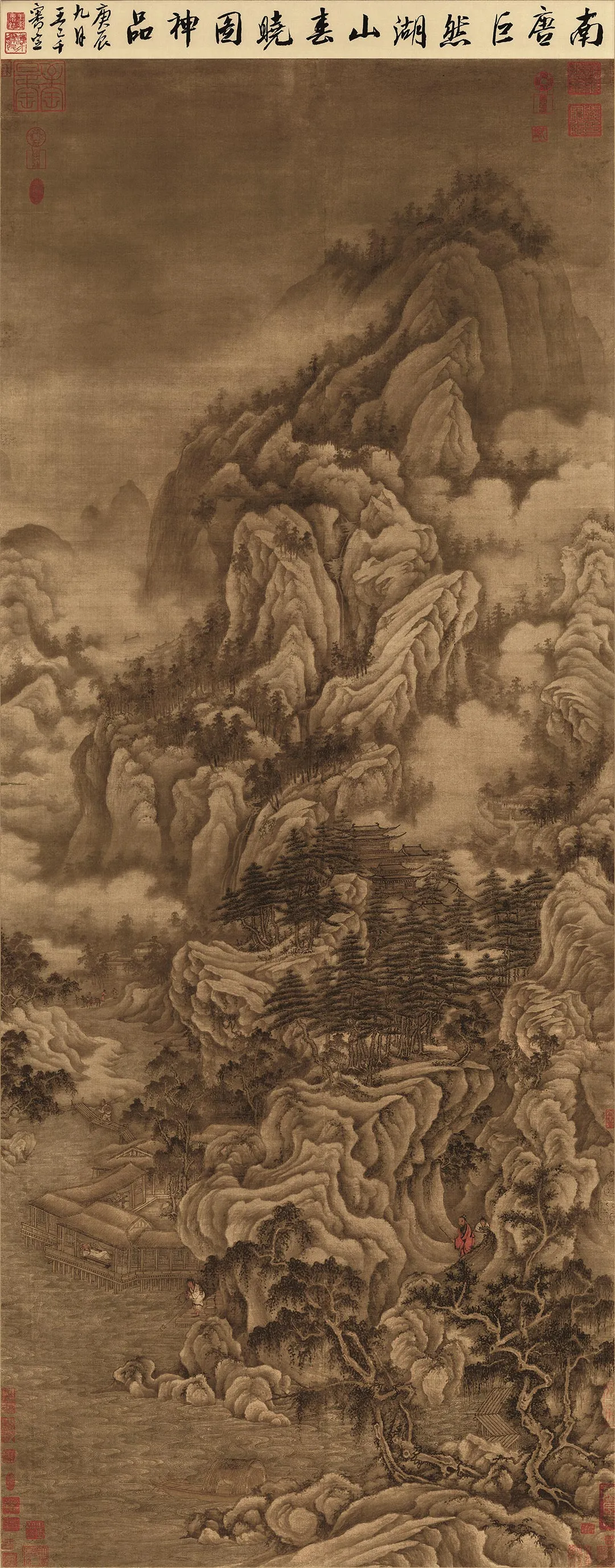 传五代南唐巨然《湖山春晓图》轴