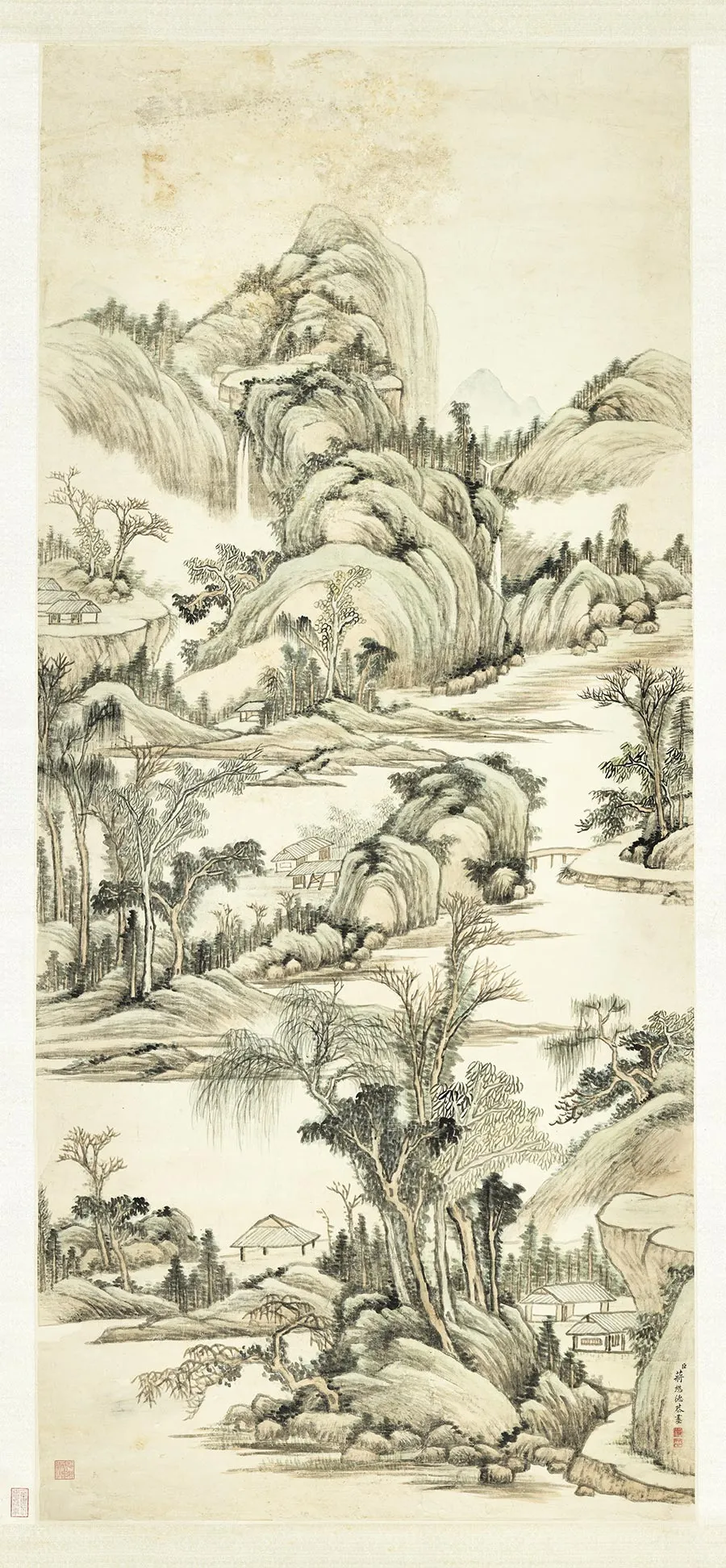 蒋懋德山水画《青山飞瀑图》轴